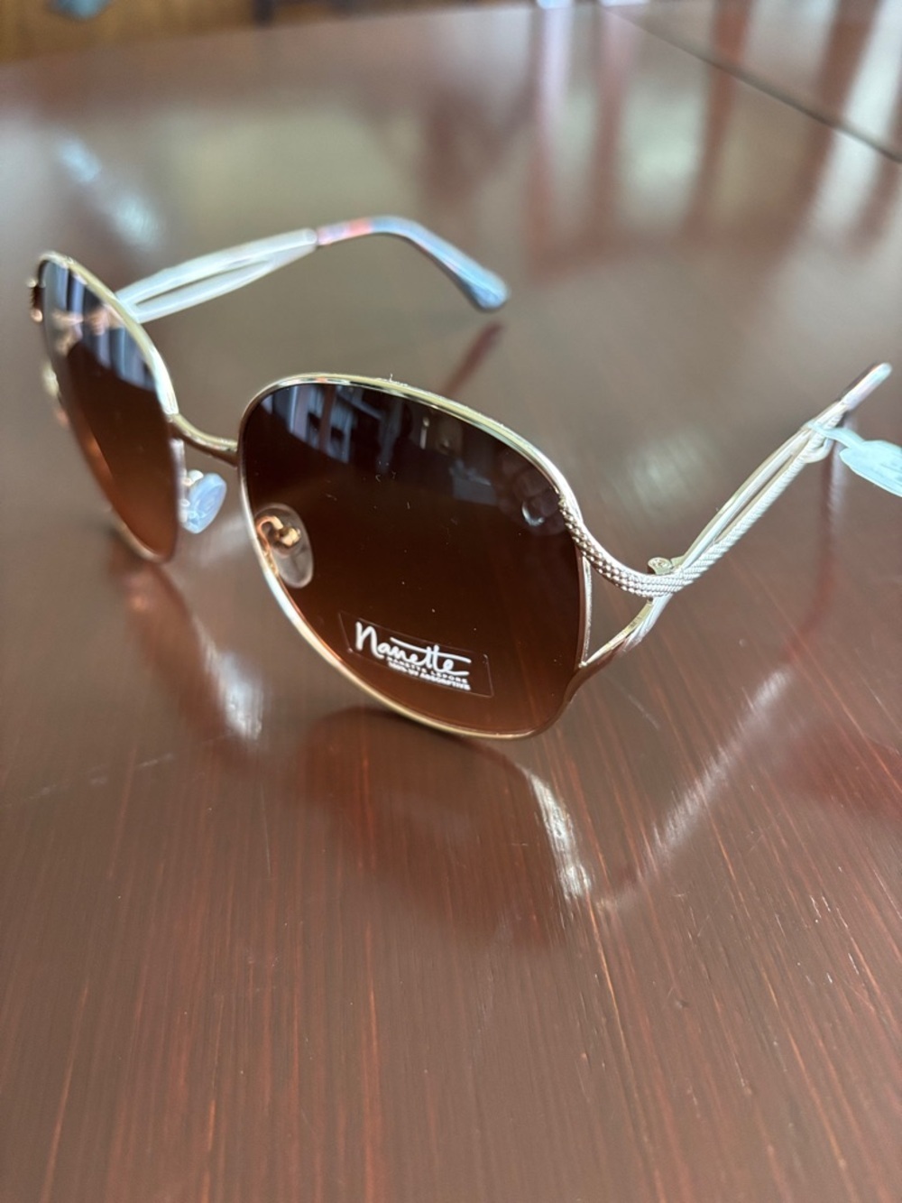 Nanette Lepore Gold Metal Frame, brown lens,100% UV protection sunglasses
